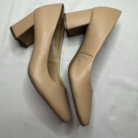 Naturalizer Nude Square Toe Block Heel Pumps Shoes Career Casual Size 7.5W - Picture 9 of 15